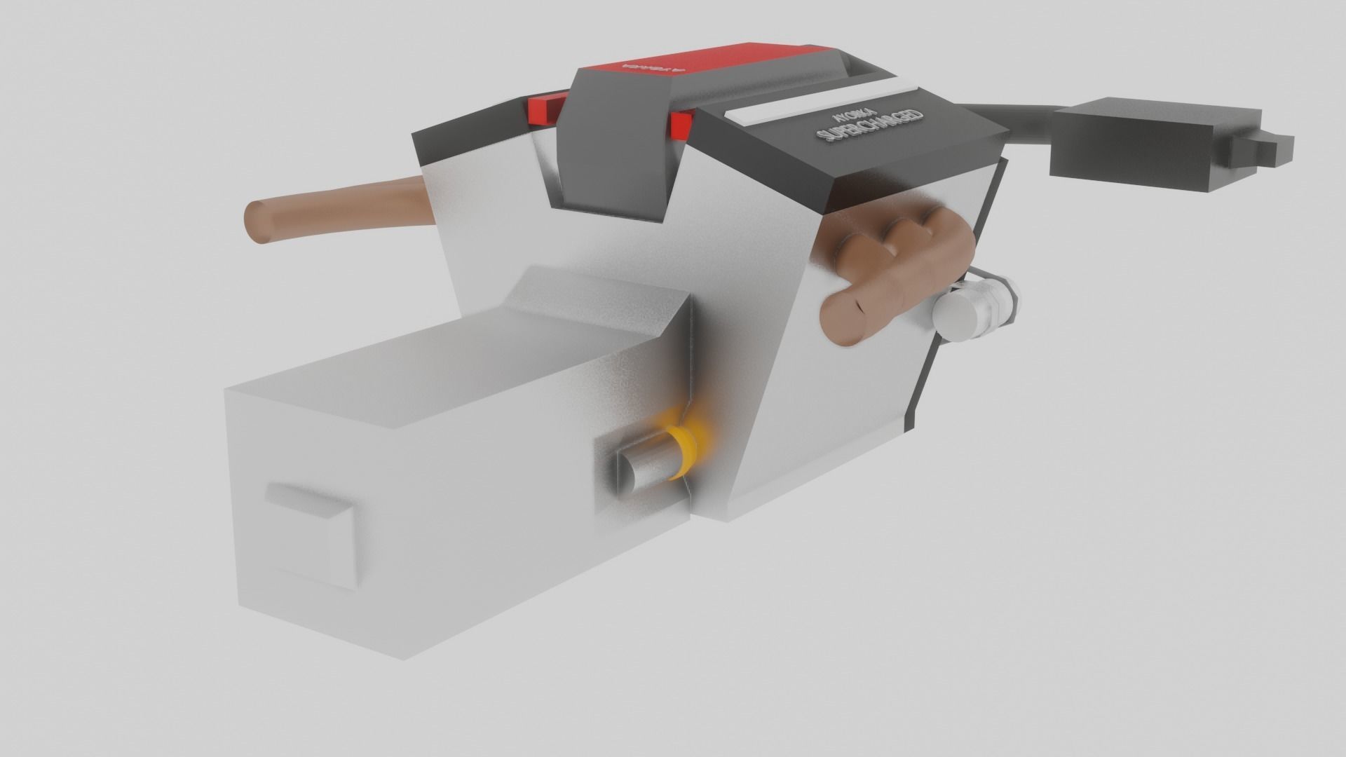 Supercharged V6 Engine  Free low-poly 3D model_2