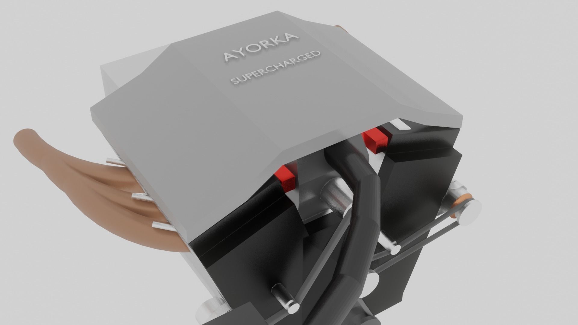 Supercharged V6 Engine  Free low-poly 3D model_4