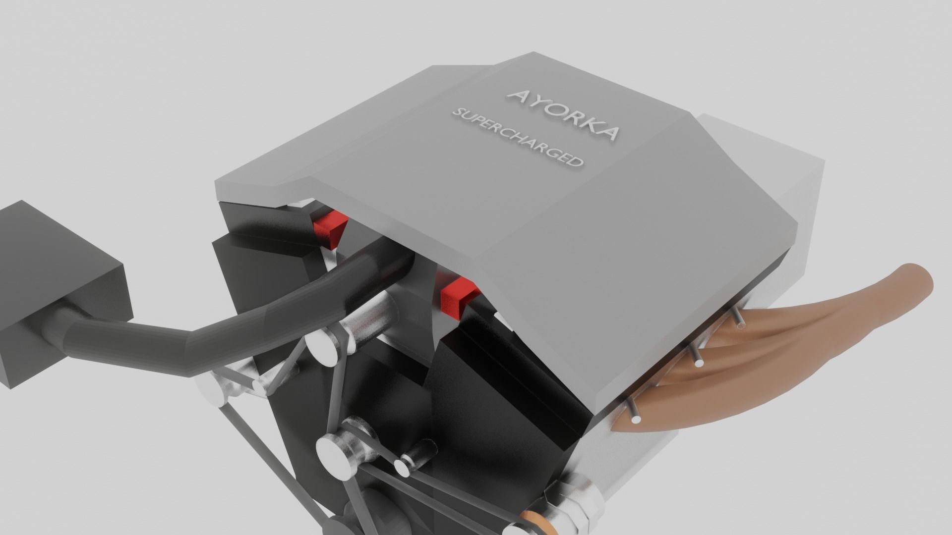 Supercharged V6 Engine  Free low-poly 3D model_5