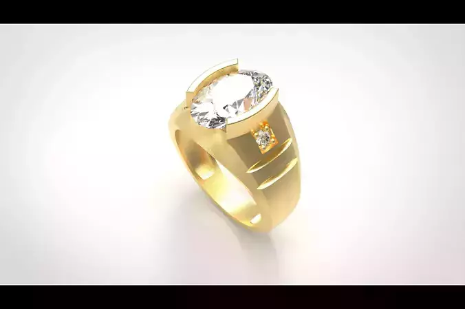 Model 249 Diamond Signed Ring 55 EU Size  3D print model