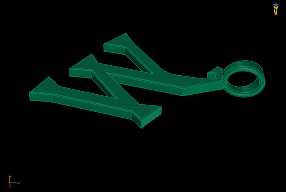 letter M pendant 3D print model_9