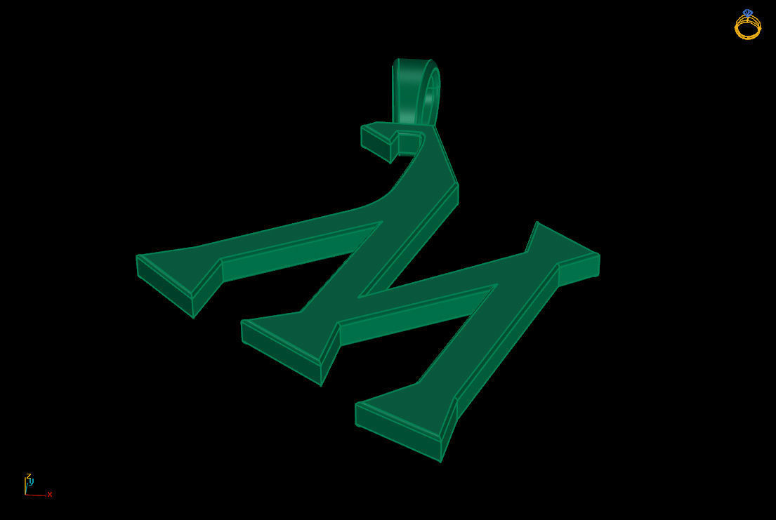 letter M pendant 3D print model_6