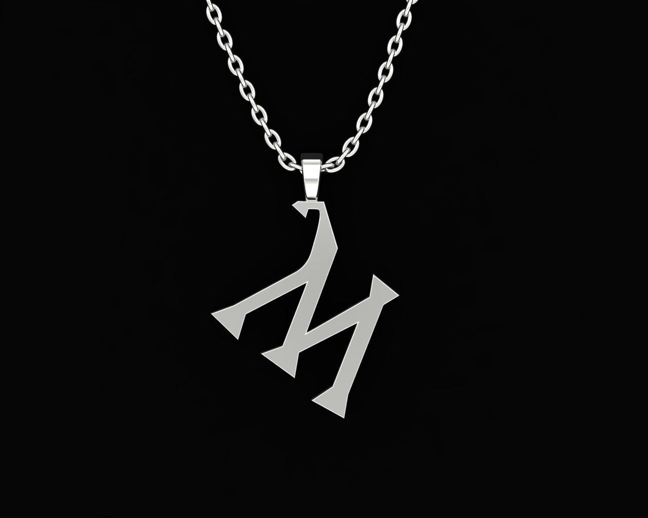 letter M pendant 3D print model_5