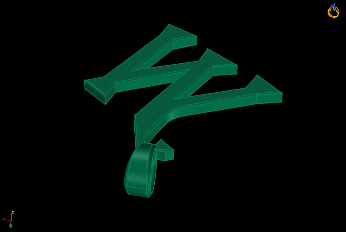 letter M pendant 3D print model_8