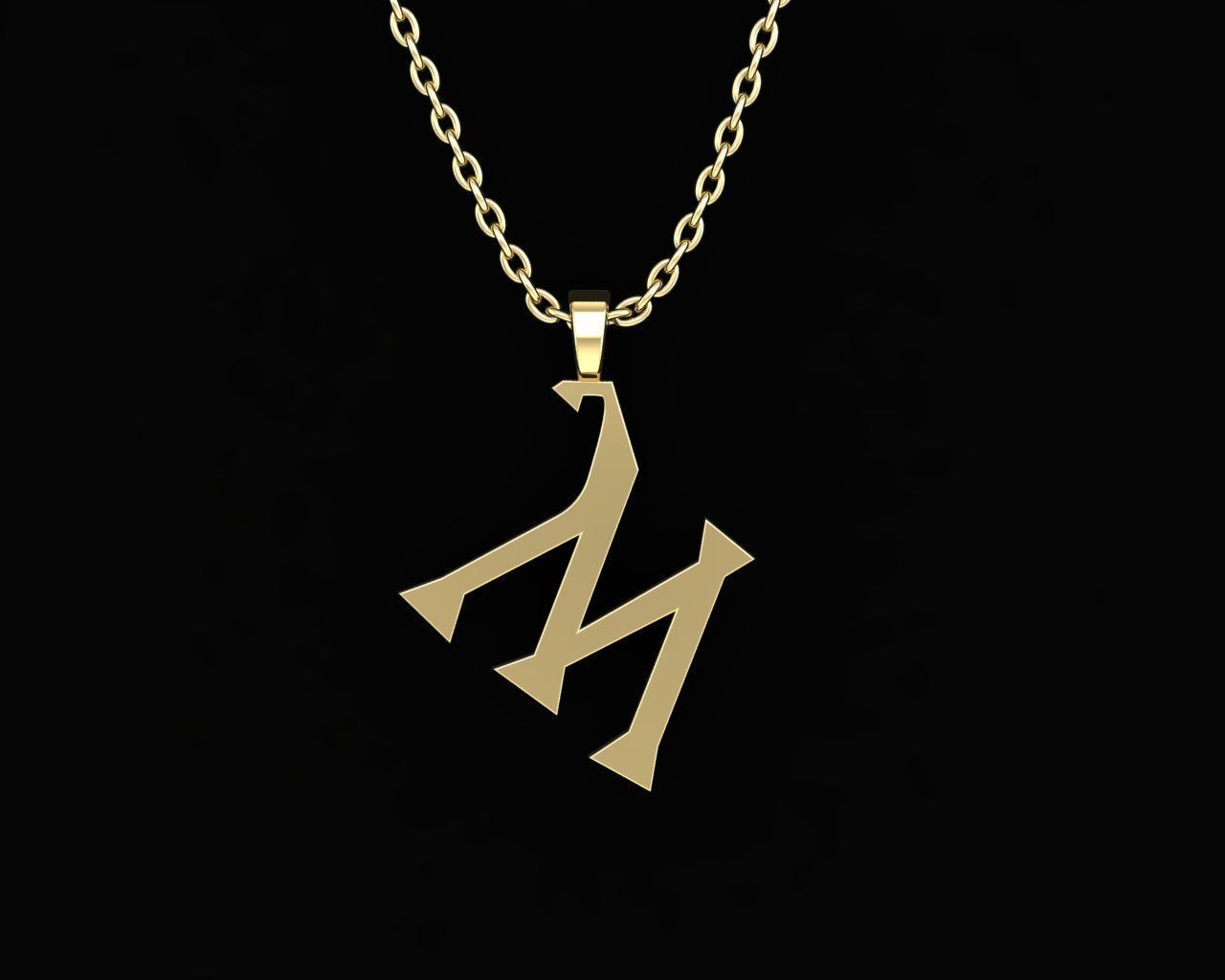 letter M pendant 3D print model_2