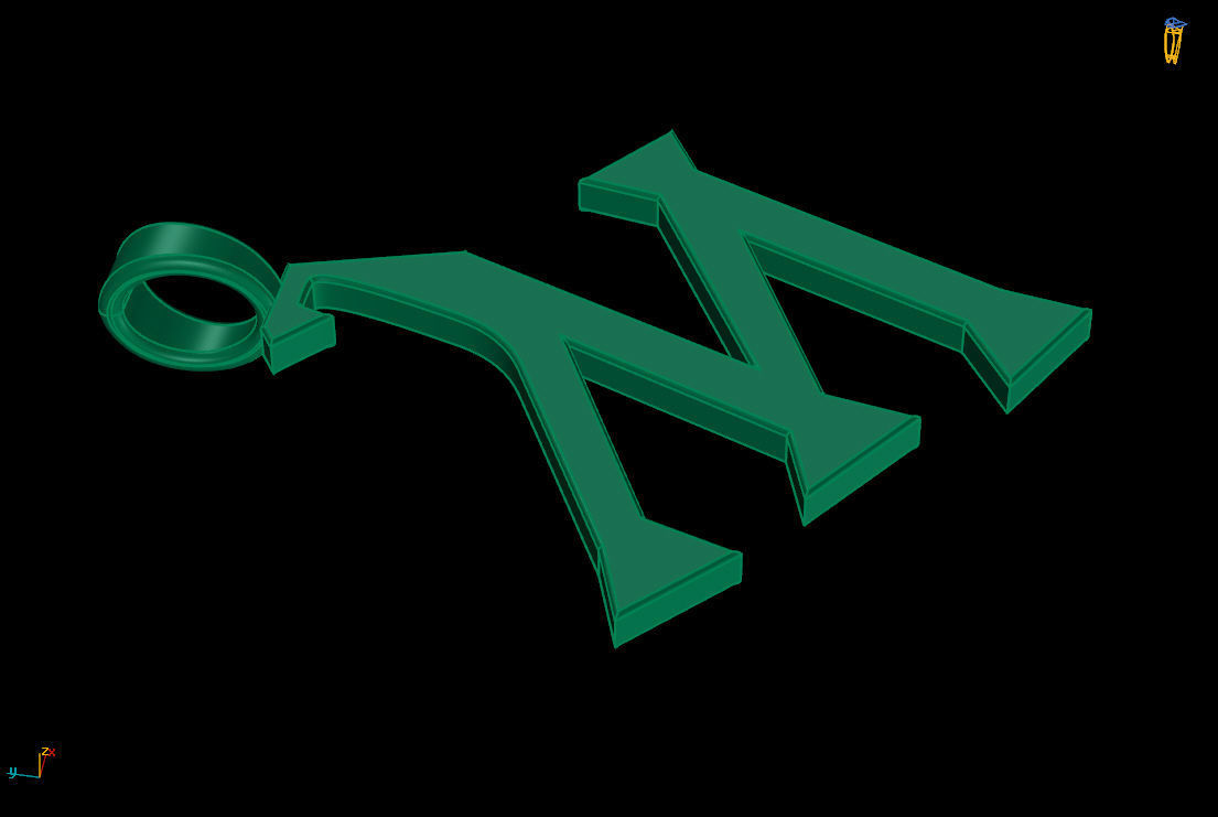 letter M pendant 3D print model_7