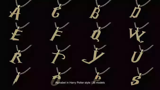 Alphabet in Harry Potter style 3D Model Collection