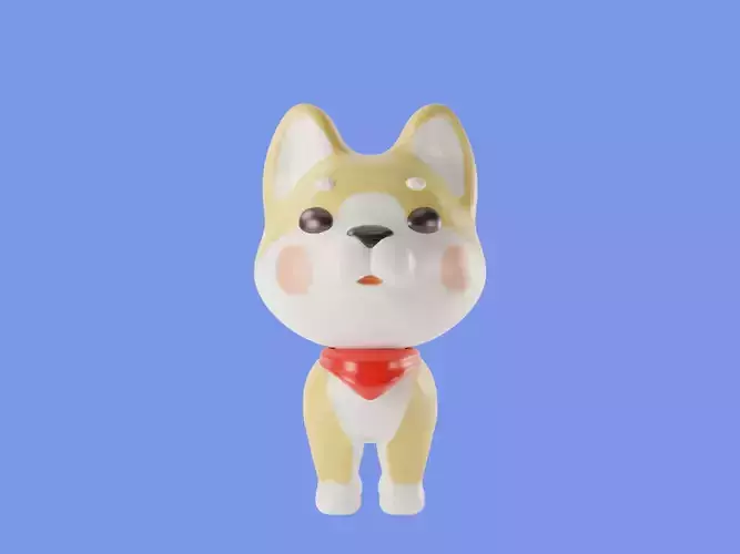 3d cartoon character Shiba Dog