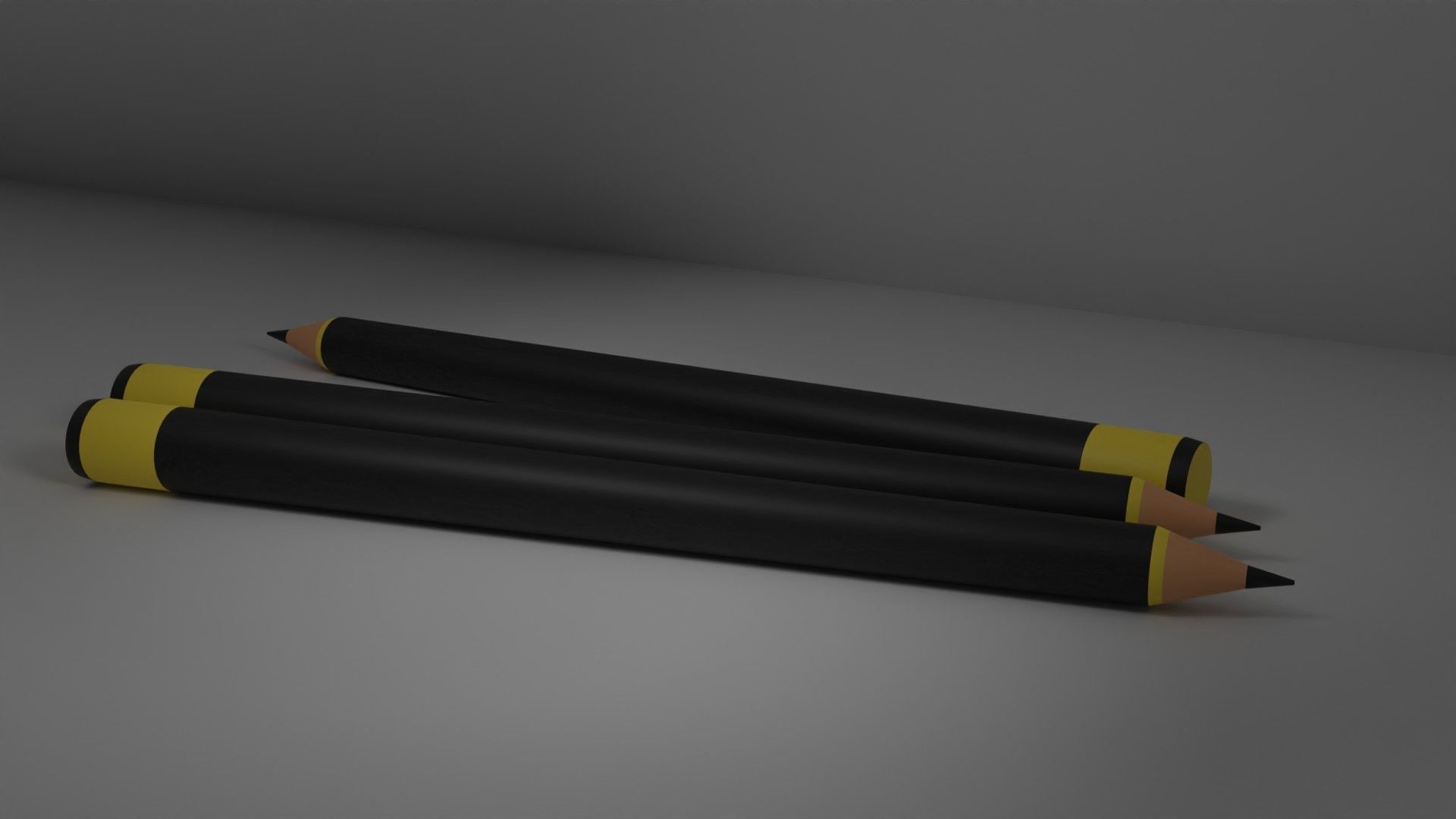 3D Pencil Model three pencils 3D model_3
