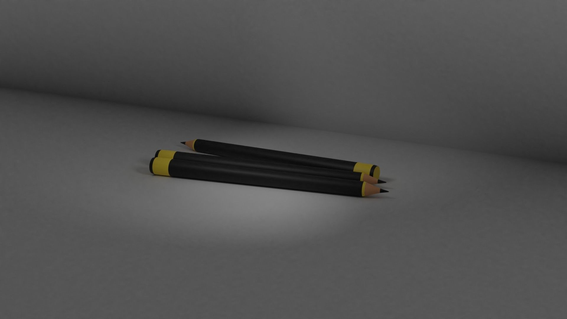 3D Pencil Model three pencils 3D model_4