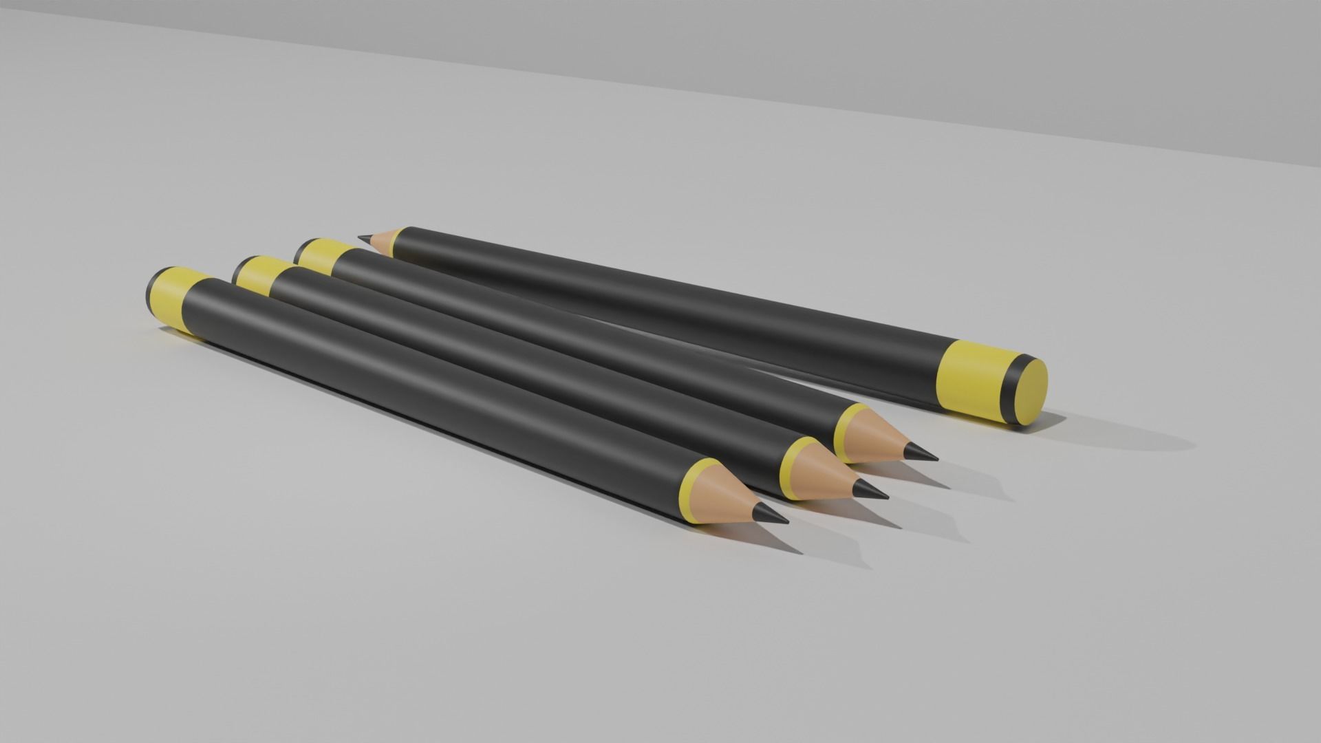 3D Pencil Model three pencils 3D model_6