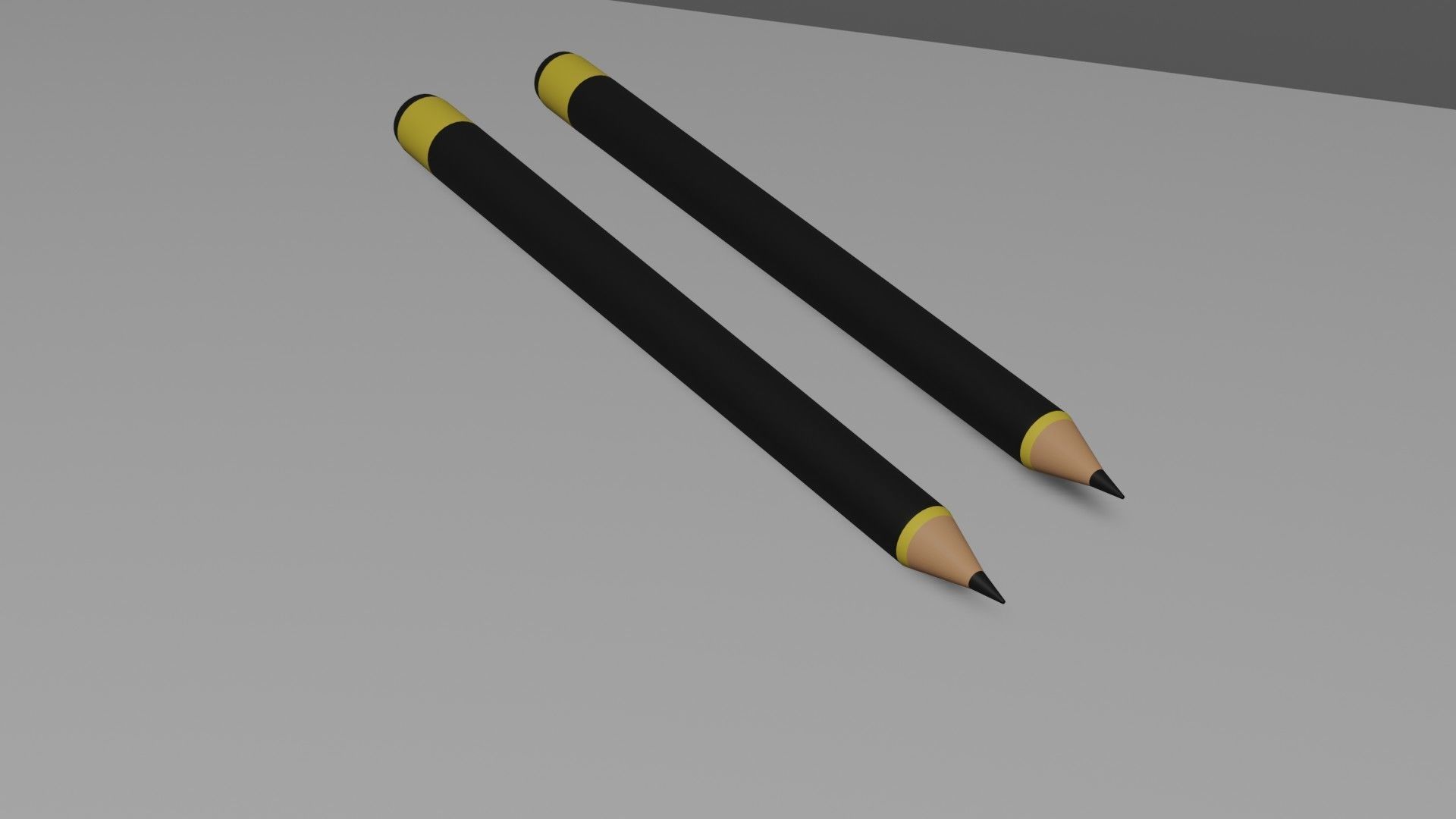 3D Pencil Model three pencils 3D model_2