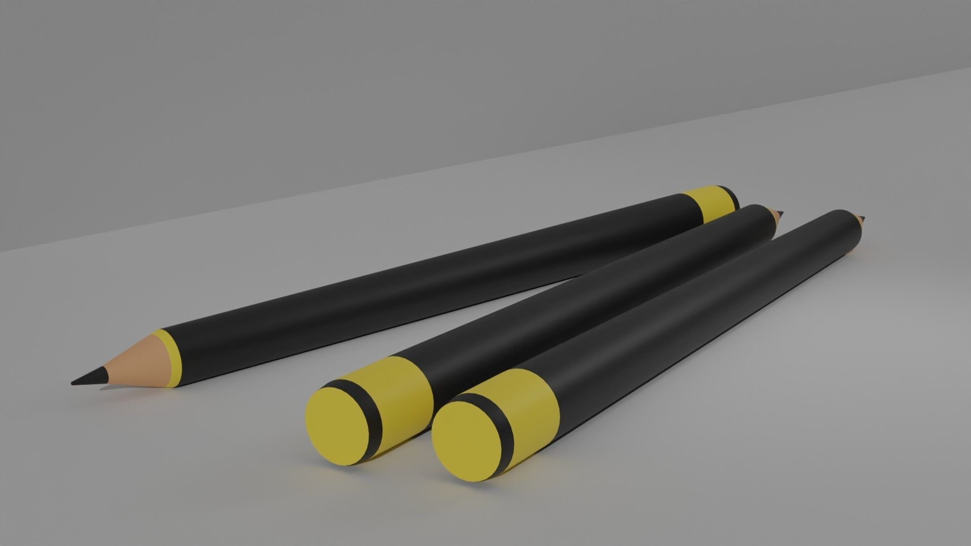3D Pencil Model three pencils 3D model_5