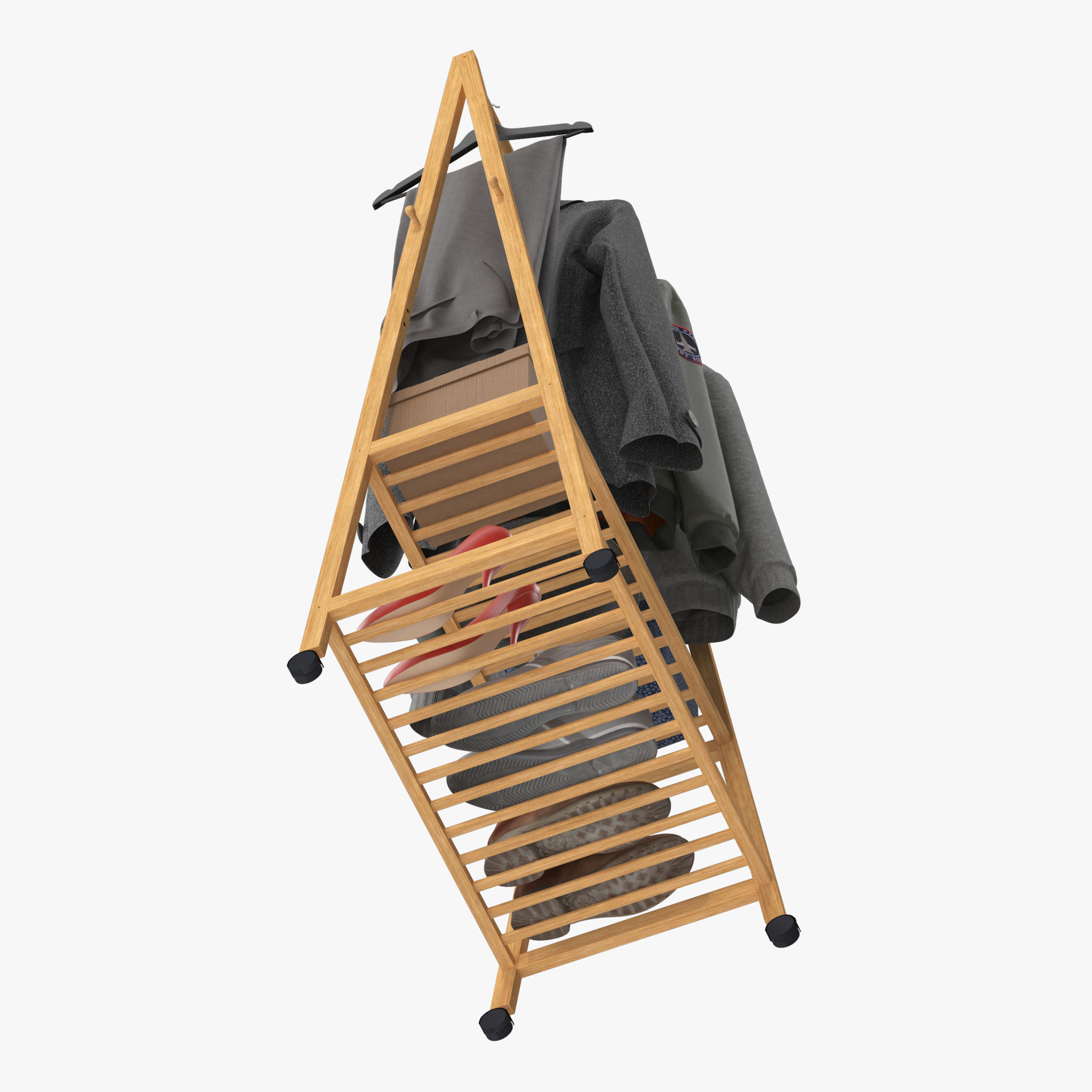 Rolling Garment Rack Coat Stand 3D model_11