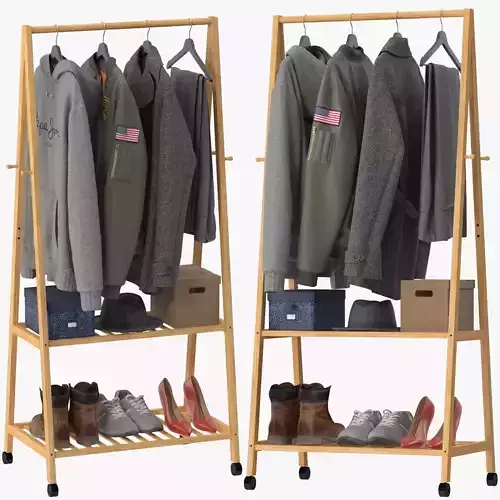 Rolling Garment Rack Coat Stand 3D model