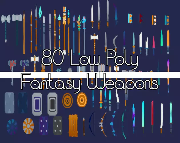 80 High Quality Low Poly Weapons Asset Pack Low-poly 3D model