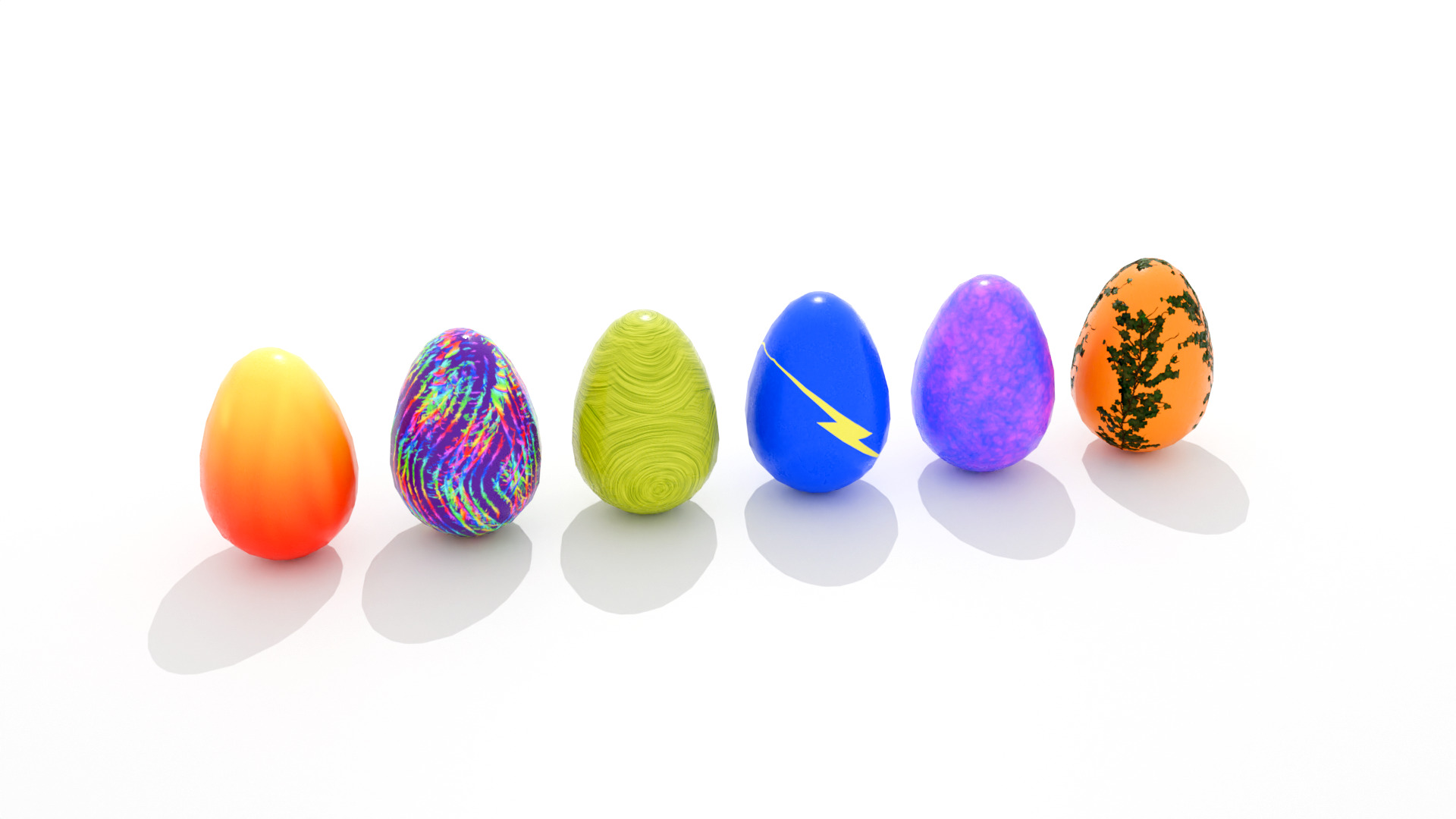 Easter Eggs Type-2 Low-poly Pbr 3D Model  Low-poly 3D model_8