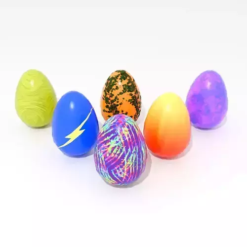 Easter Eggs Type-2 Low-poly Pbr 3D Model 