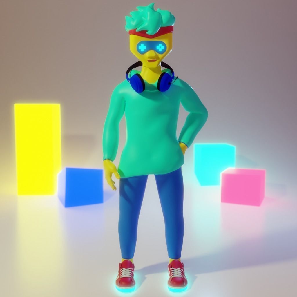 Human Character Boy Low-poly 3D model_5