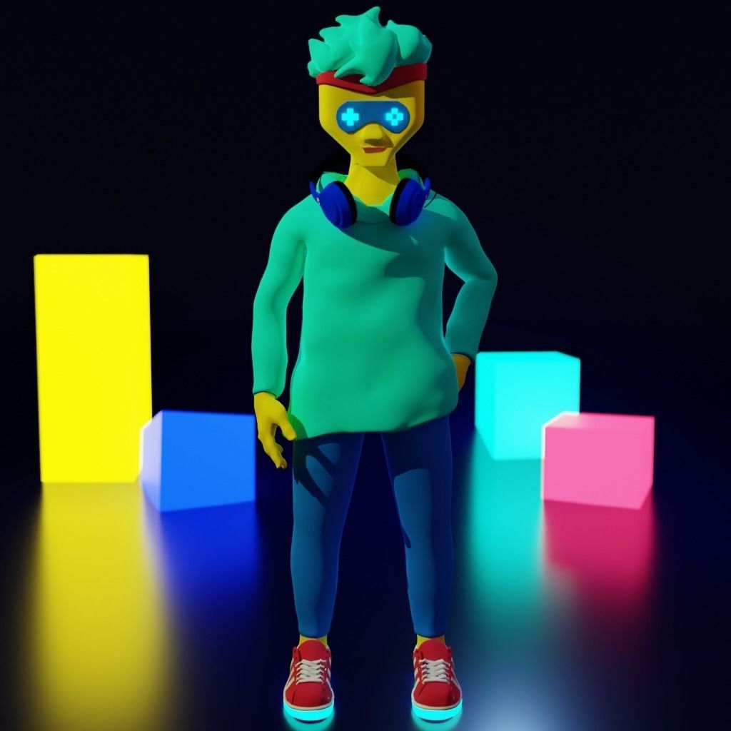 Human Character Boy Low-poly 3D model_3