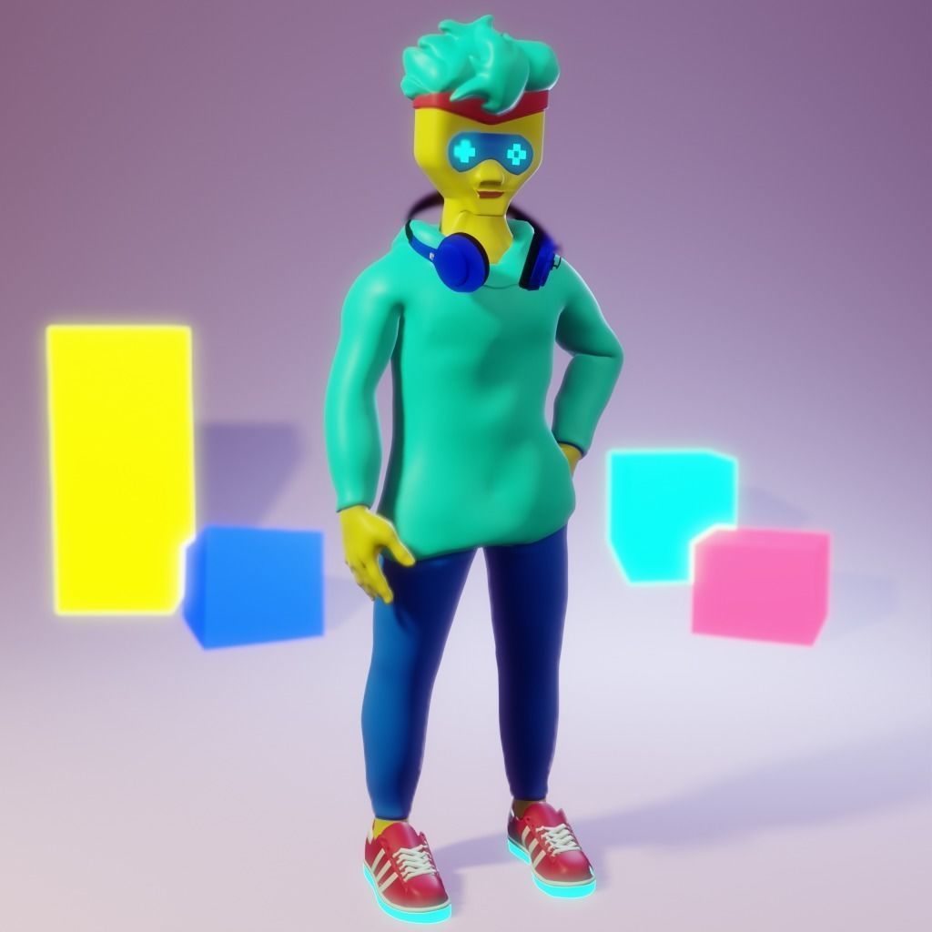 Human Character Boy Low-poly 3D model_21
