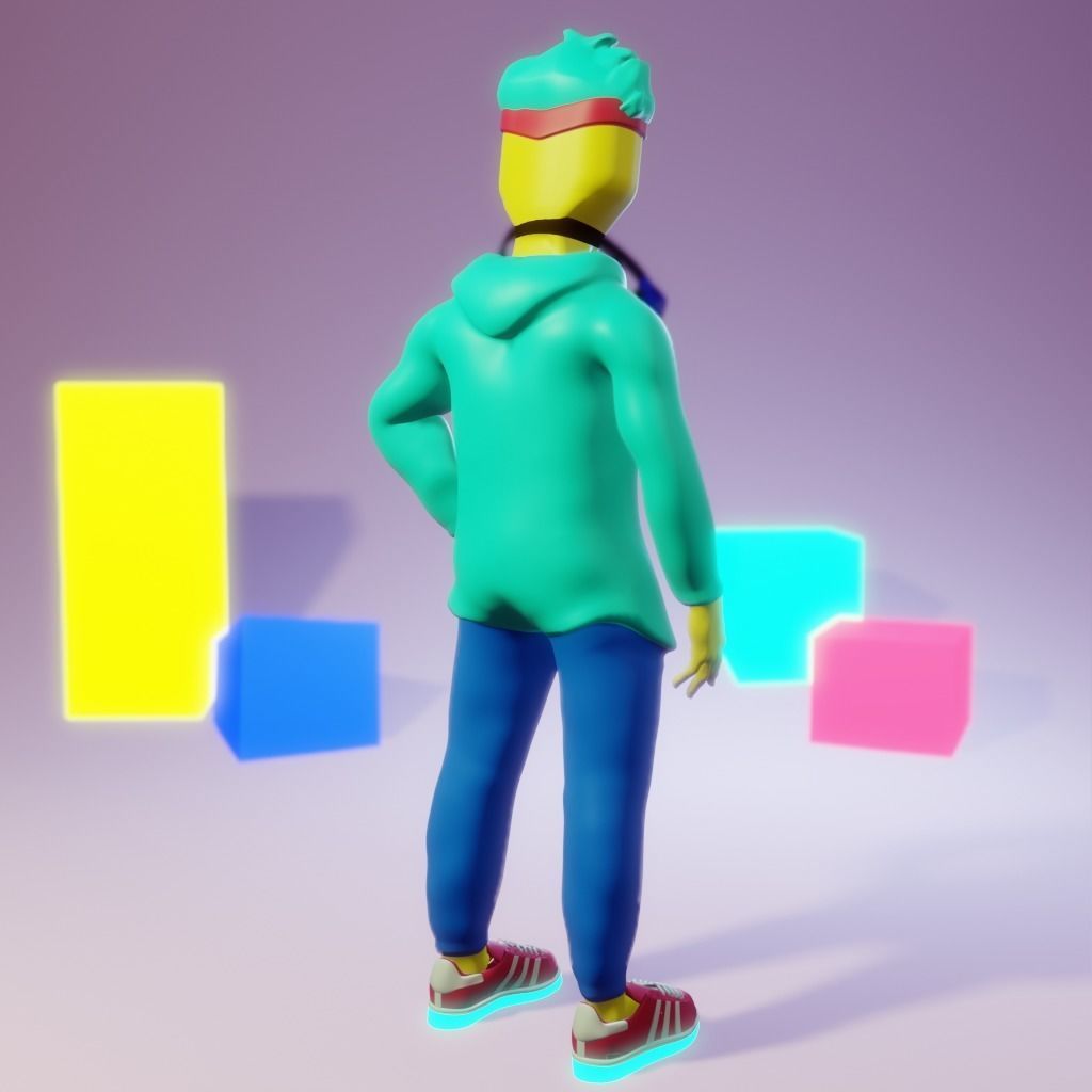 Human Character Boy Low-poly 3D model_22