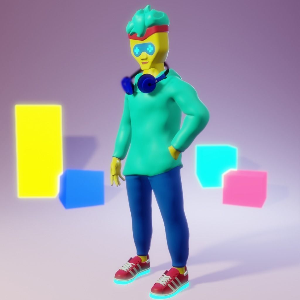 Human Character Boy Low-poly 3D model_24