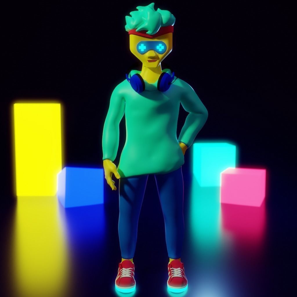 Human Character Boy Low-poly 3D model_4