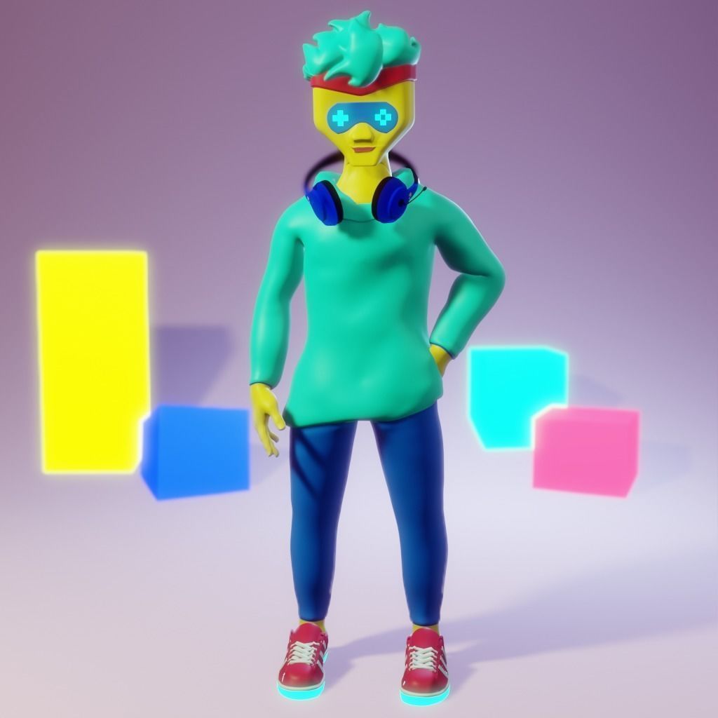 Human Character Boy Low-poly 3D model_29