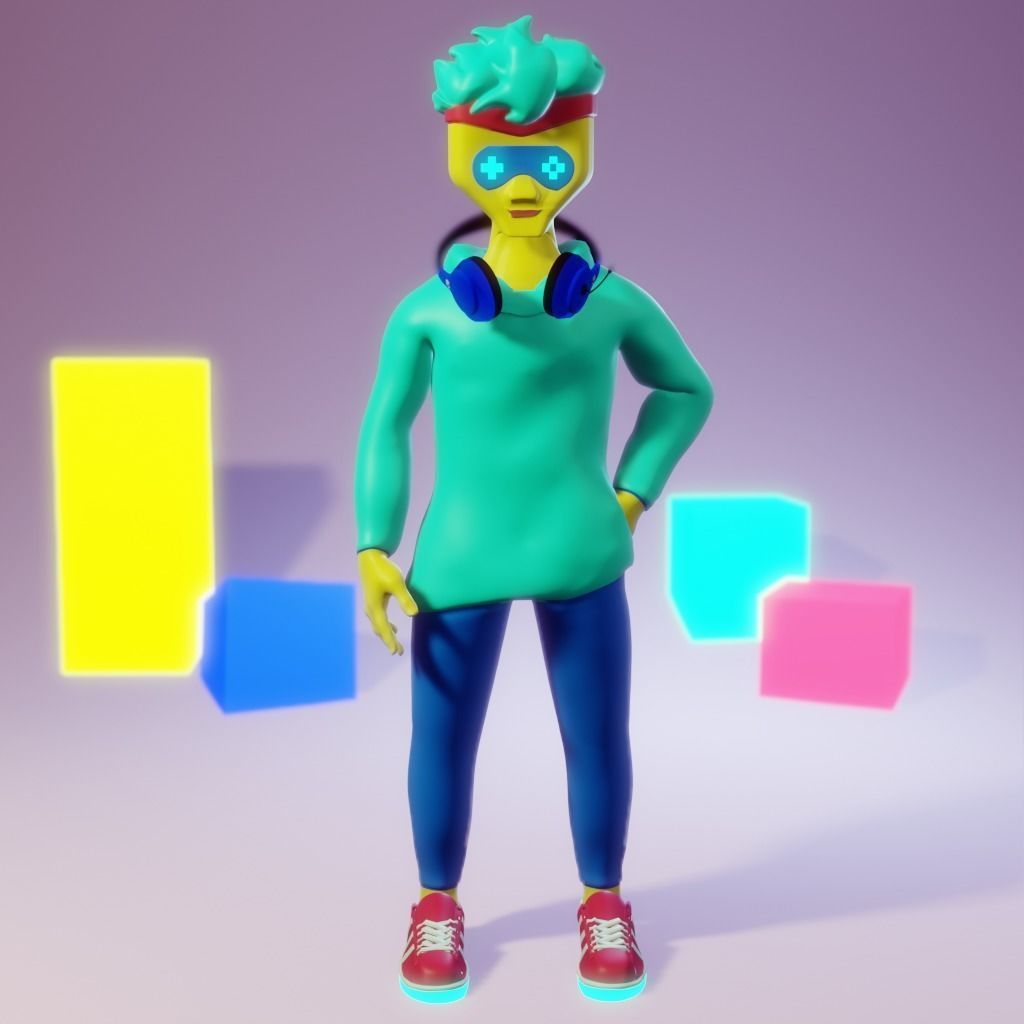 Human Character Boy Low-poly 3D model_6