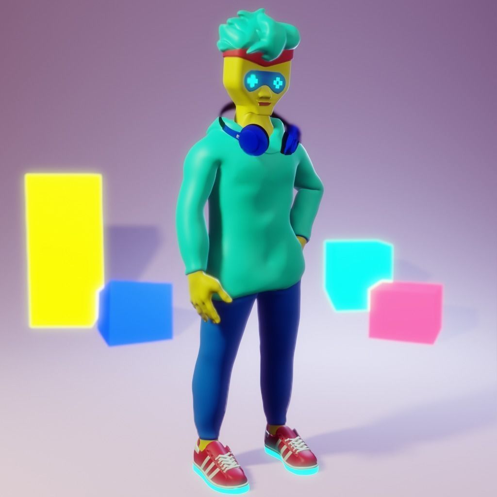 Human Character Boy Low-poly 3D model_15