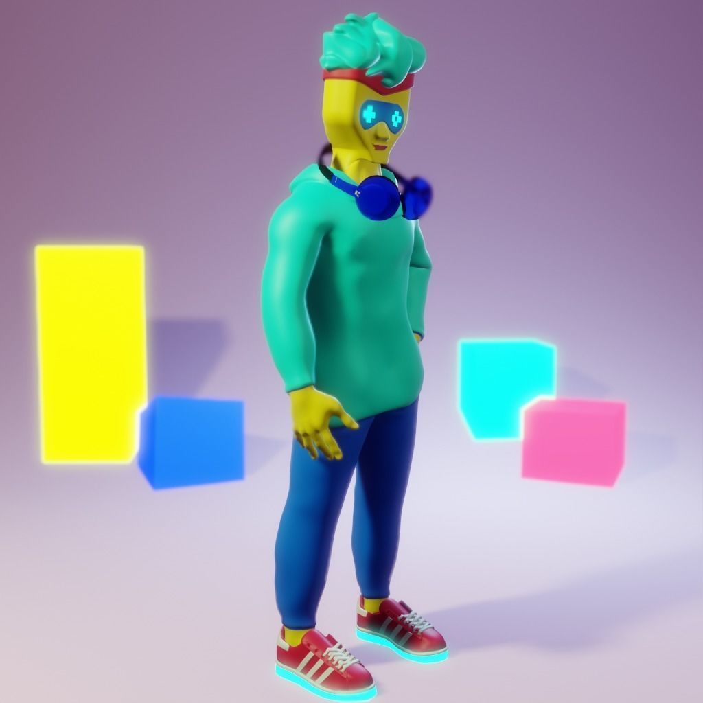 Human Character Boy Low-poly 3D model_13