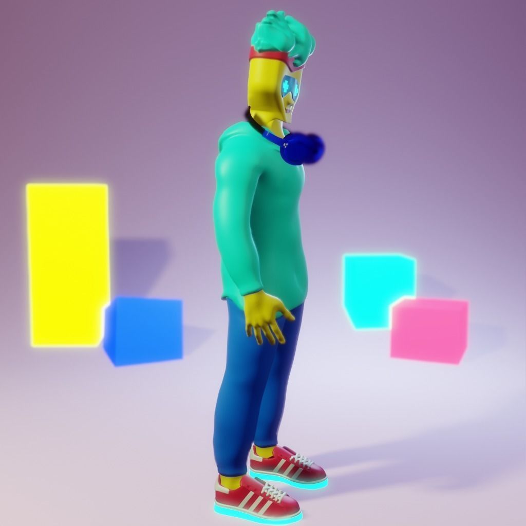 Human Character Boy Low-poly 3D model_9