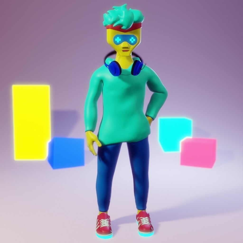 Human Character Boy Low-poly 3D model_17