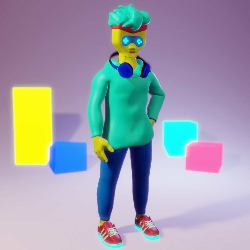 Human Character Boy Low-poly 3D model_10