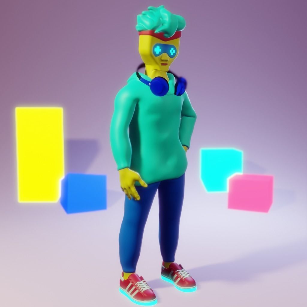 Human Character Boy Low-poly 3D model_16