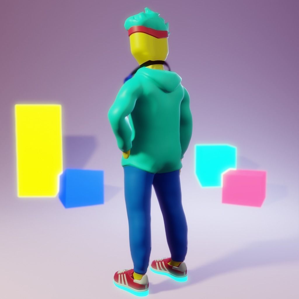 Human Character Boy Low-poly 3D model_30