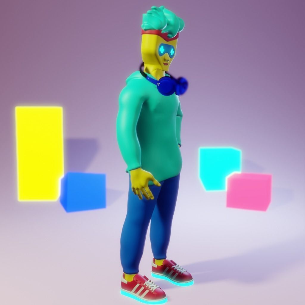 Human Character Boy Low-poly 3D model_14