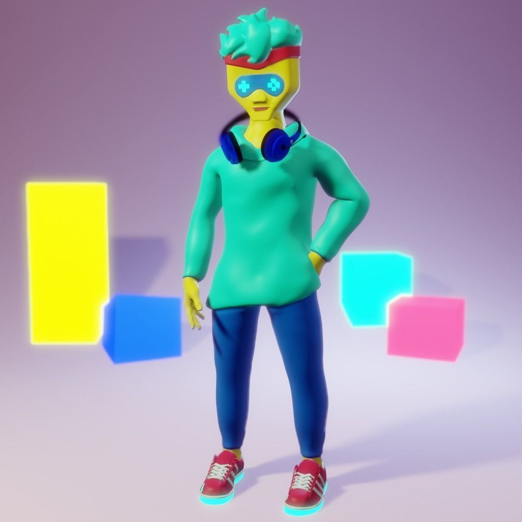 Human Character Boy Low-poly 3D model_25