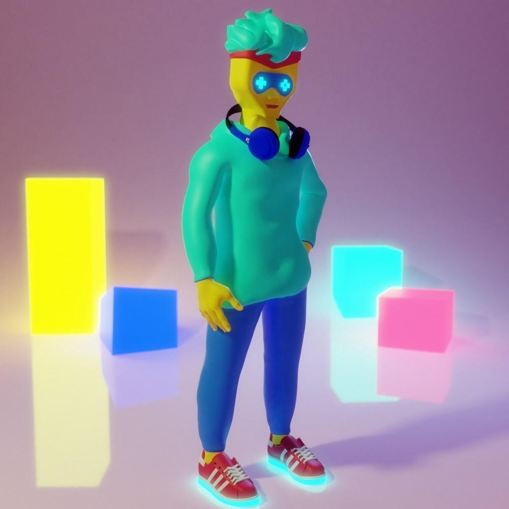 Human Character Boy Low-poly 3D model_8