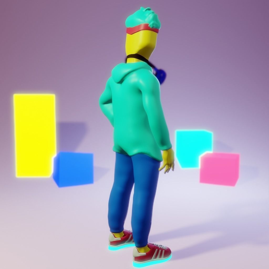 Human Character Boy Low-poly 3D model_11
