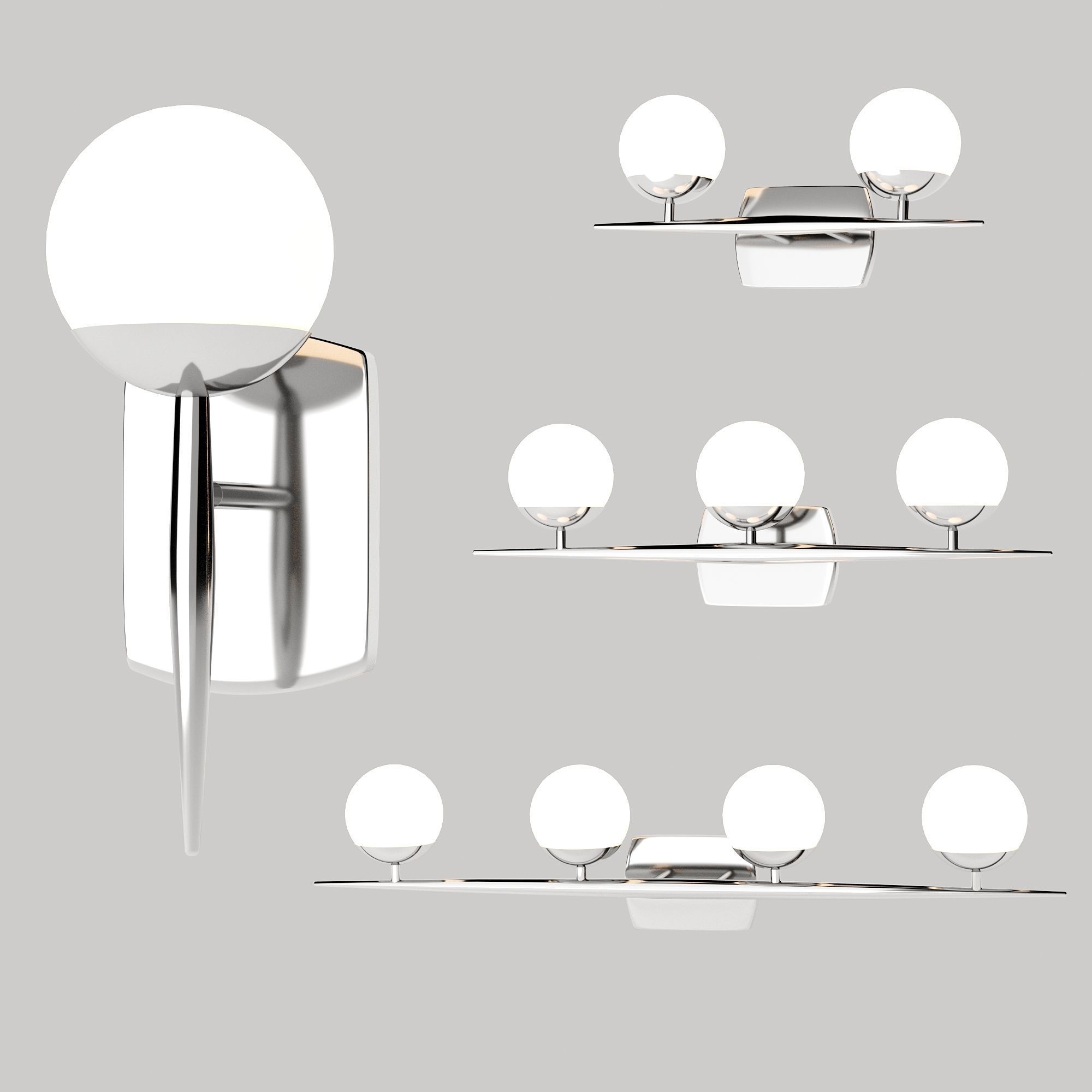 LINEAR GLOBE BATH LIGHT gold vs chrome 3D model_2