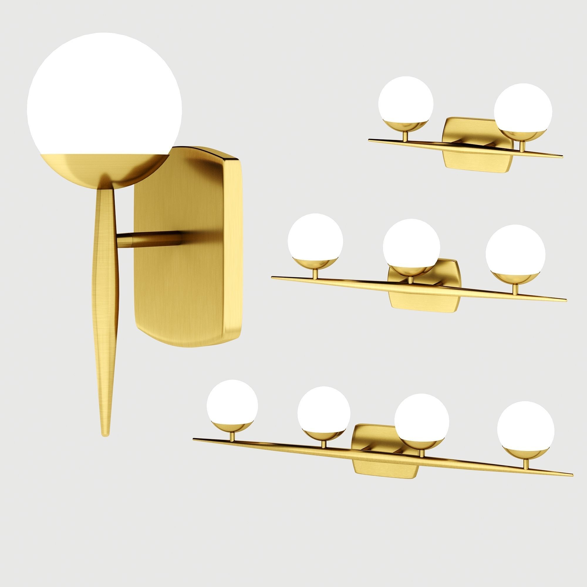 LINEAR GLOBE BATH LIGHT gold vs chrome 3D model_1