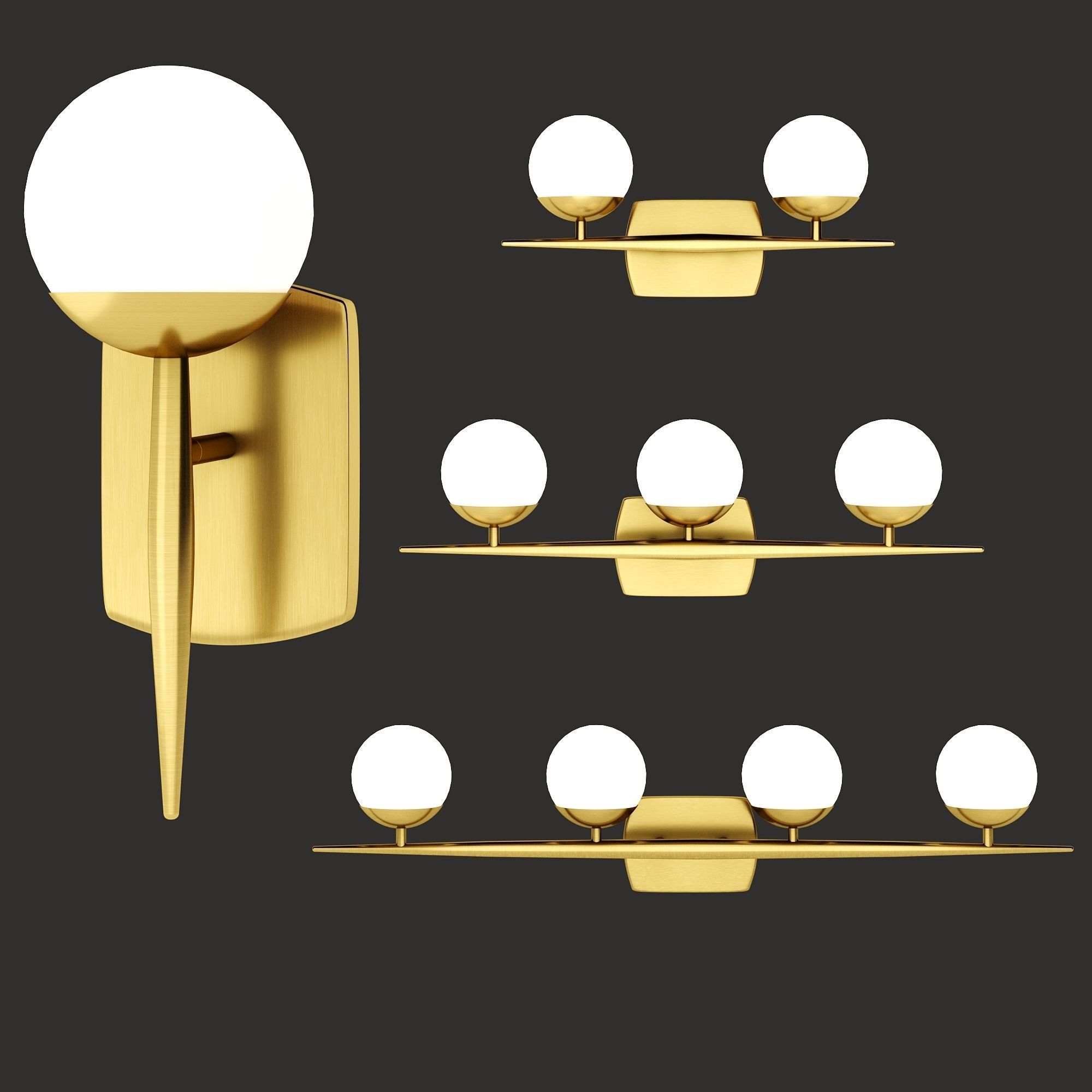 LINEAR GLOBE BATH LIGHT gold vs chrome 3D model_3