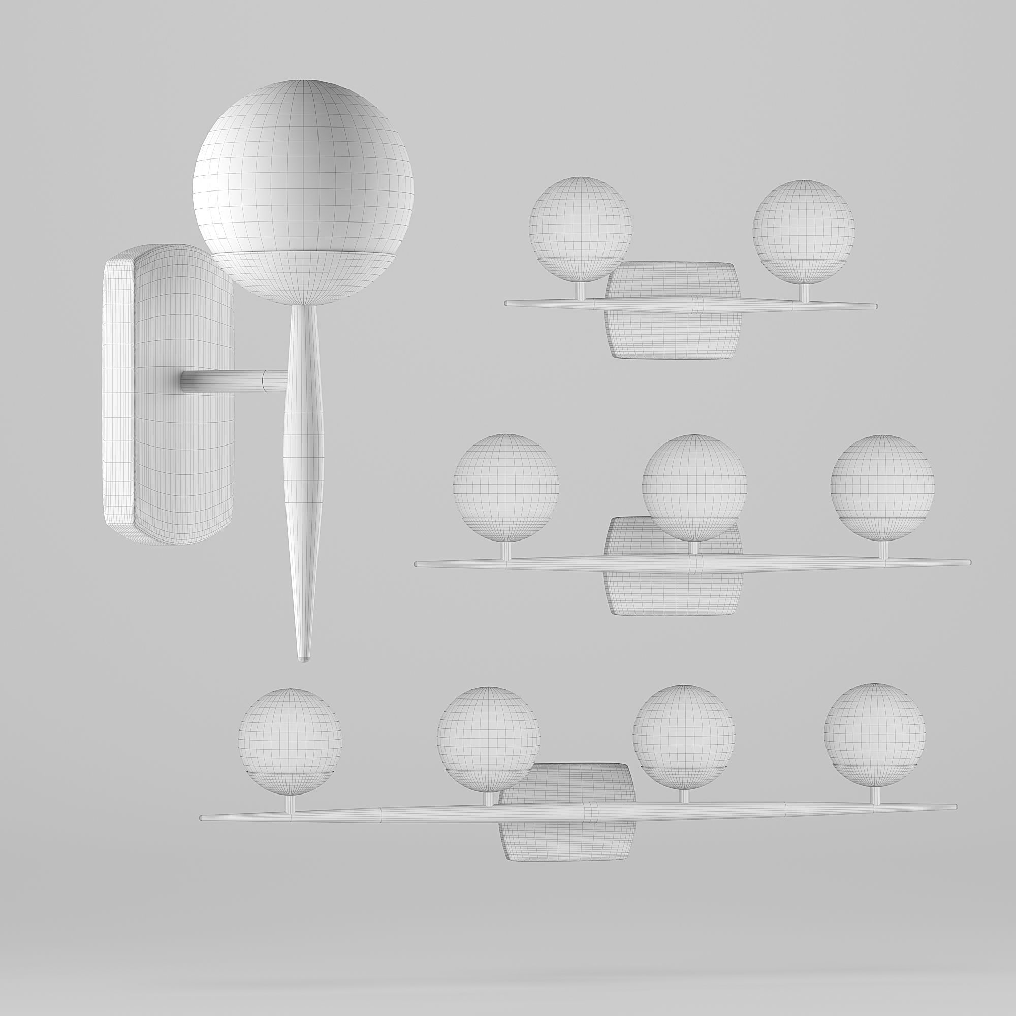 LINEAR GLOBE BATH LIGHT gold vs chrome 3D model_5