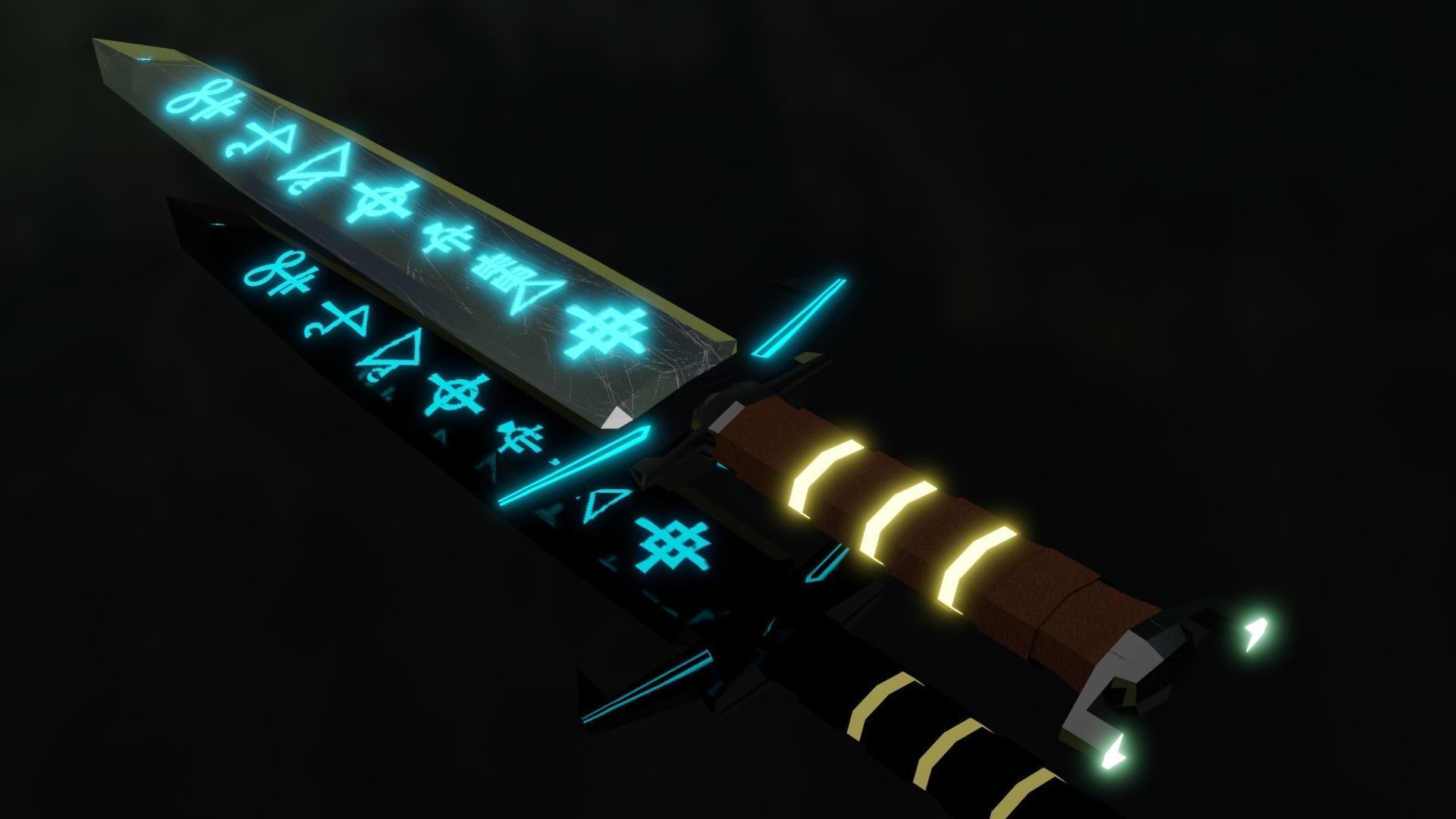 Sword 3d model in fog Free 3D model_2