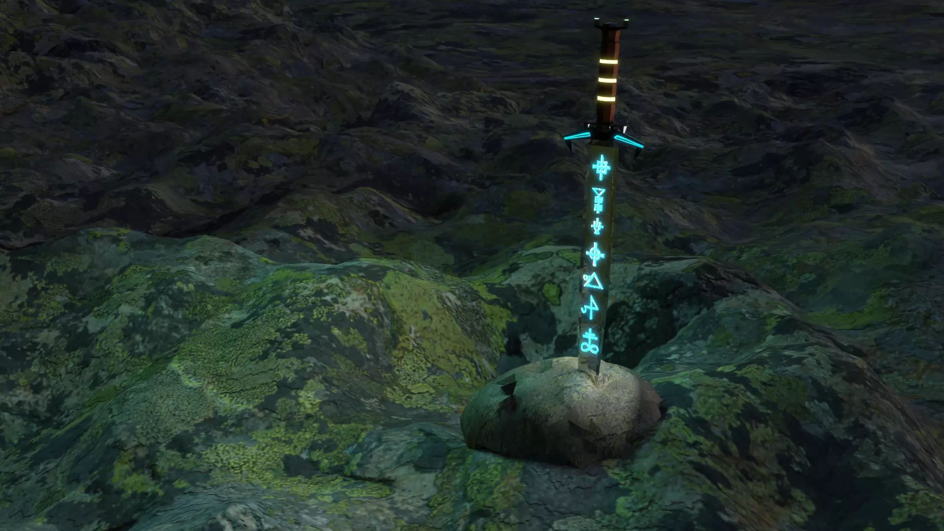 Sword 3d model in fog Free 3D model_0