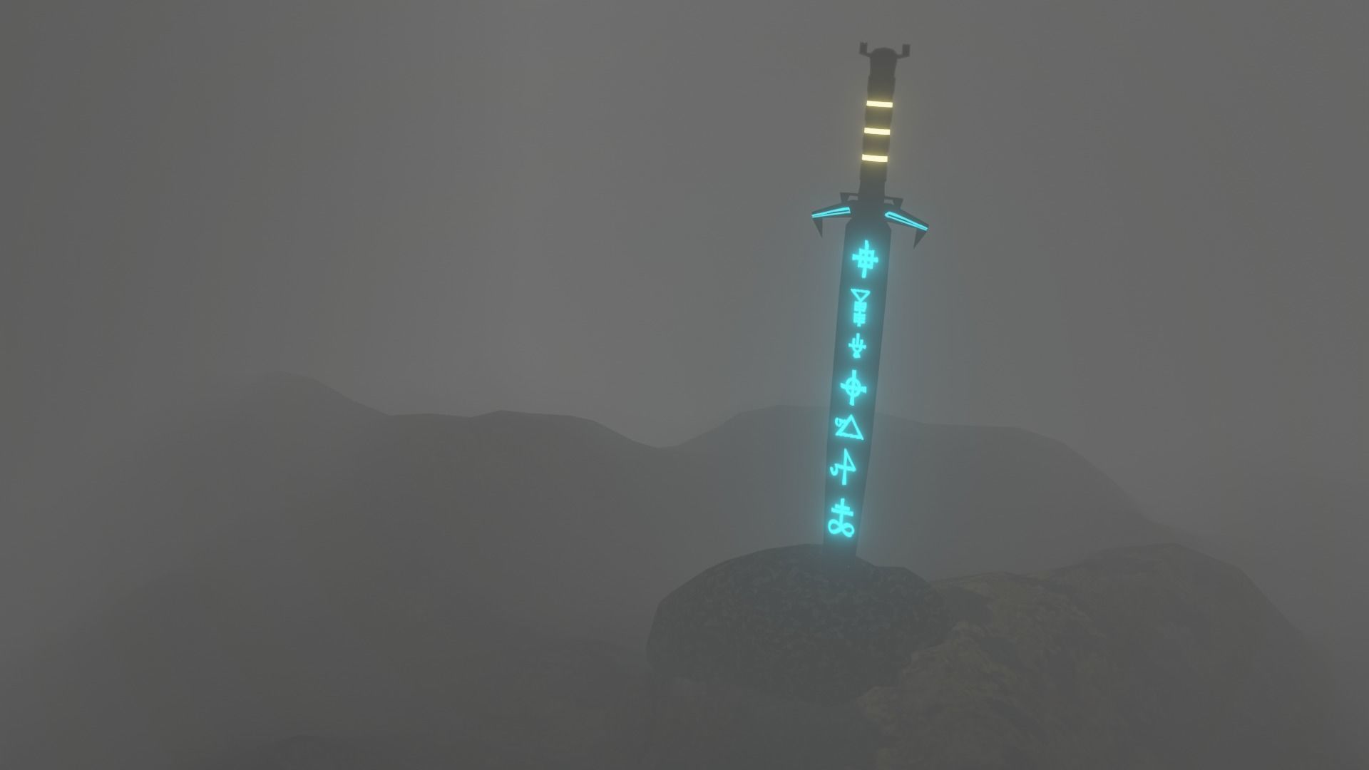 Sword 3d model in fog Free 3D model_1