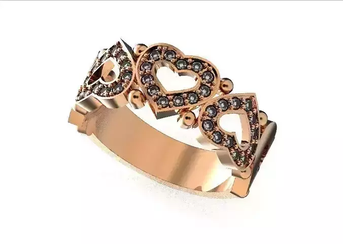 ring with hearts and stones 454