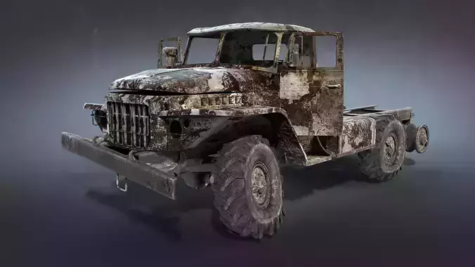 Ural-375 Burnt Low-poly 3D model